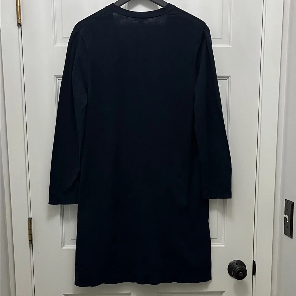 J. Jill 100% Cotton Long Line Duster Navy Blue Cardigan - Size L